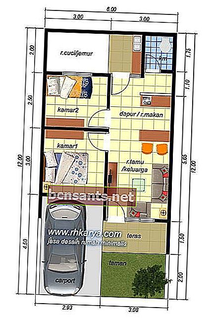 Нарисуйте простой эскиз плана дома размером 6х12 метров