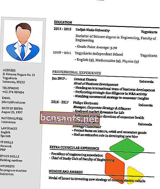 Exemple de CV de candidature
