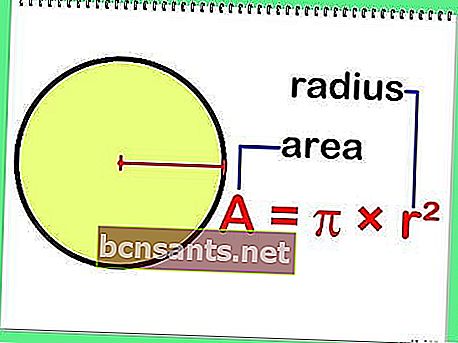 วิธีคำนวณสูตรสำหรับพื้นที่ของปัญหาตัวอย่างวงกลม